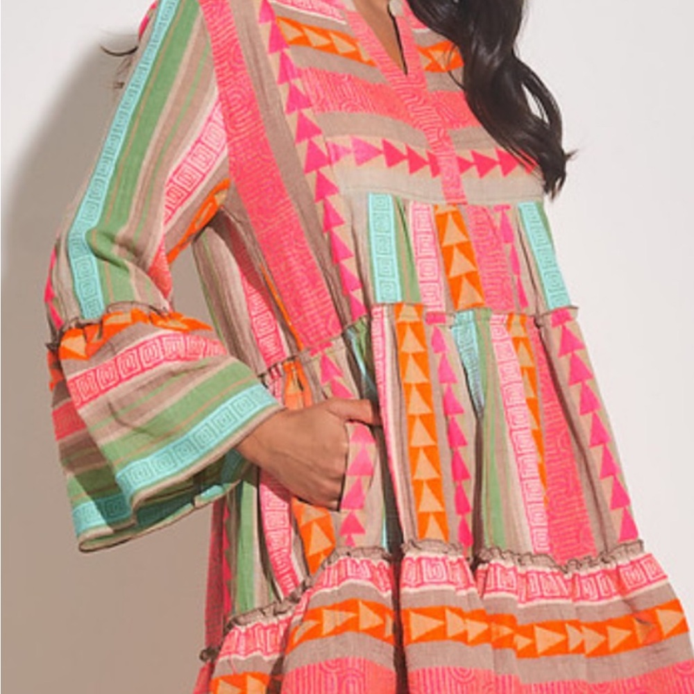 Colorful Geometric Patterned Dress - Picture 2 of 7